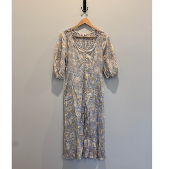 Rebecca Taylor Dress Womens 6 Floral Button Front Midi Puff Sleeve Boho‎ Chic - Picture 6 of 10